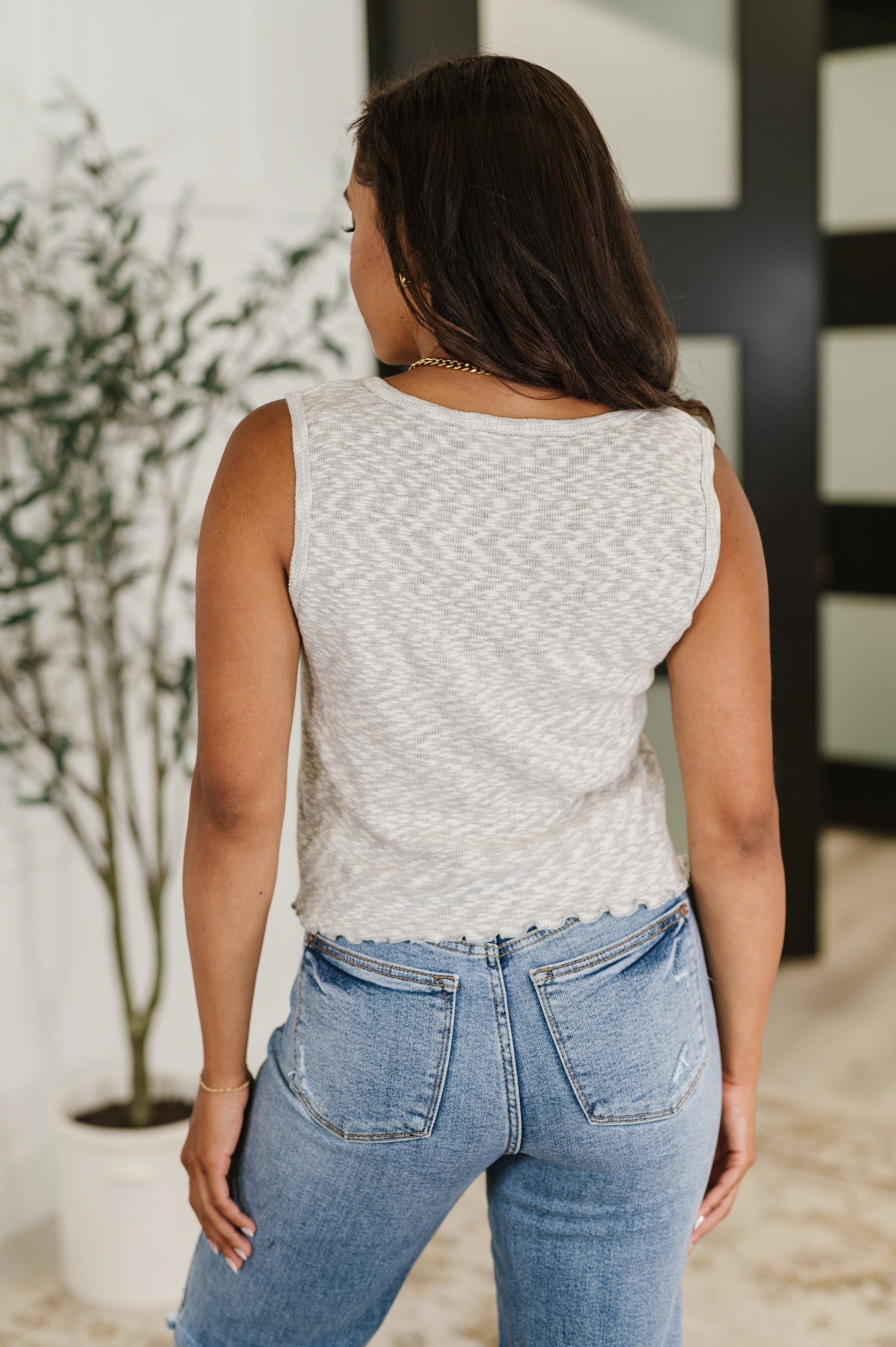 What's the Plan Lettuce Hem Tank in Heather Grey Ave Shops